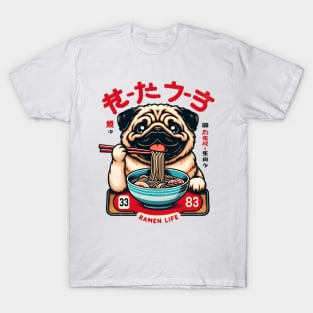 Cute Pug Eating Ramen T-Shirt